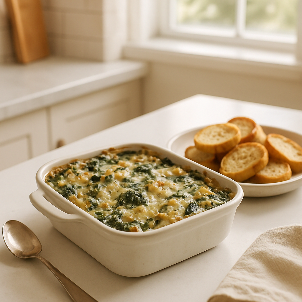 Toaster Oven Baked Spinach and Artichoke Dip